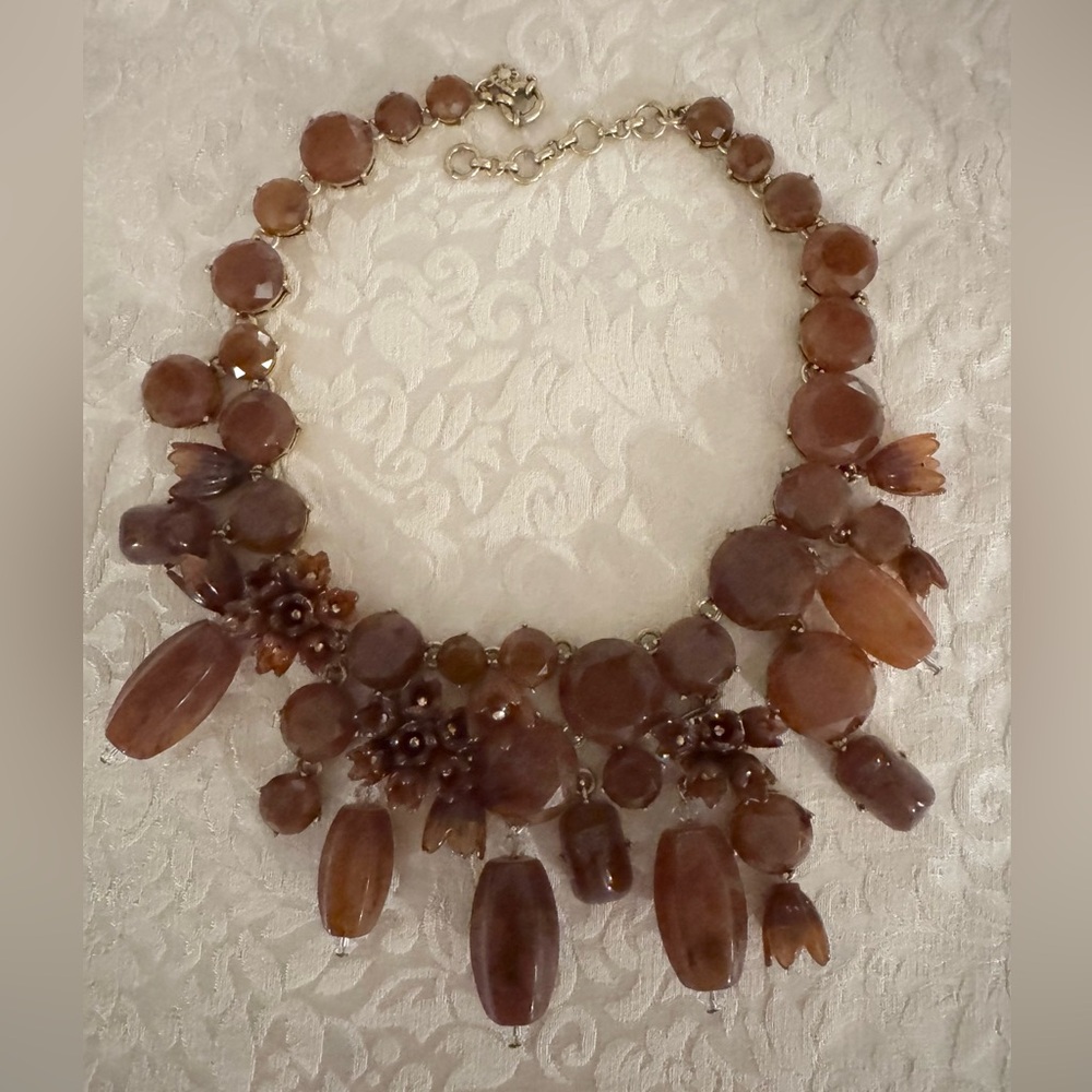 J. Crew Brown Floral Statement Necklace